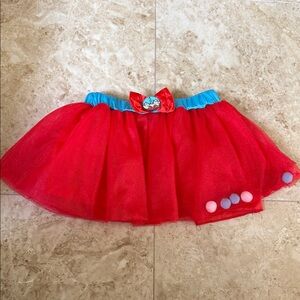 Thing 1 and thing 2 Red Tulle Skirt with Blue Waist and Pom Detail